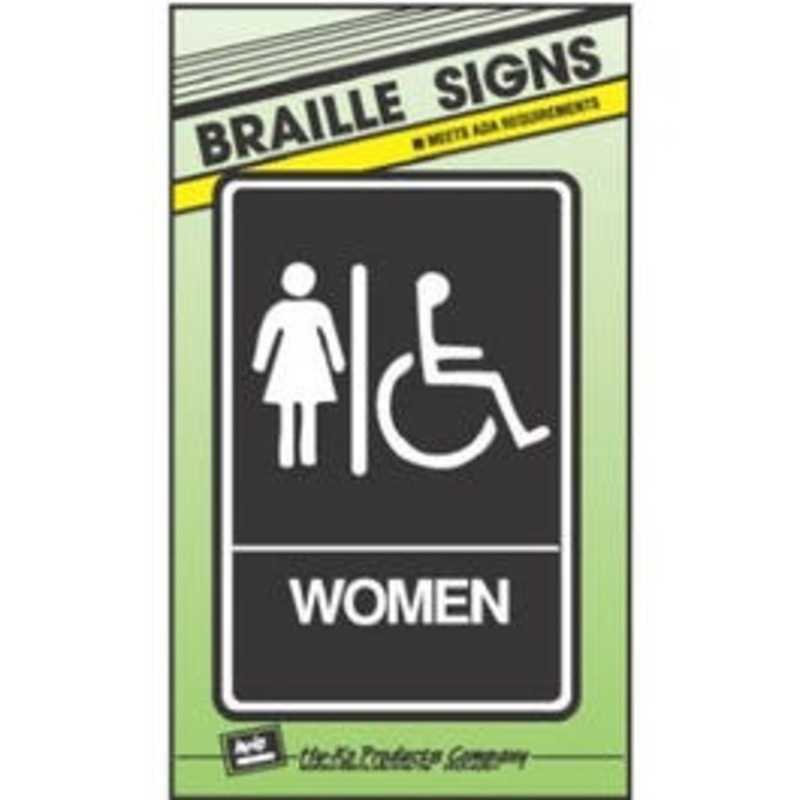 “Women/Handicapped Restroom” Sign, Braille, 6 x 9-In.