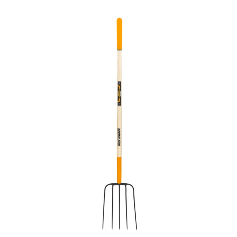 True Temper 5-TINE FORGED MANURE FORK WITH CUSHION END GRIP ON HARDWOOD HANDLE
