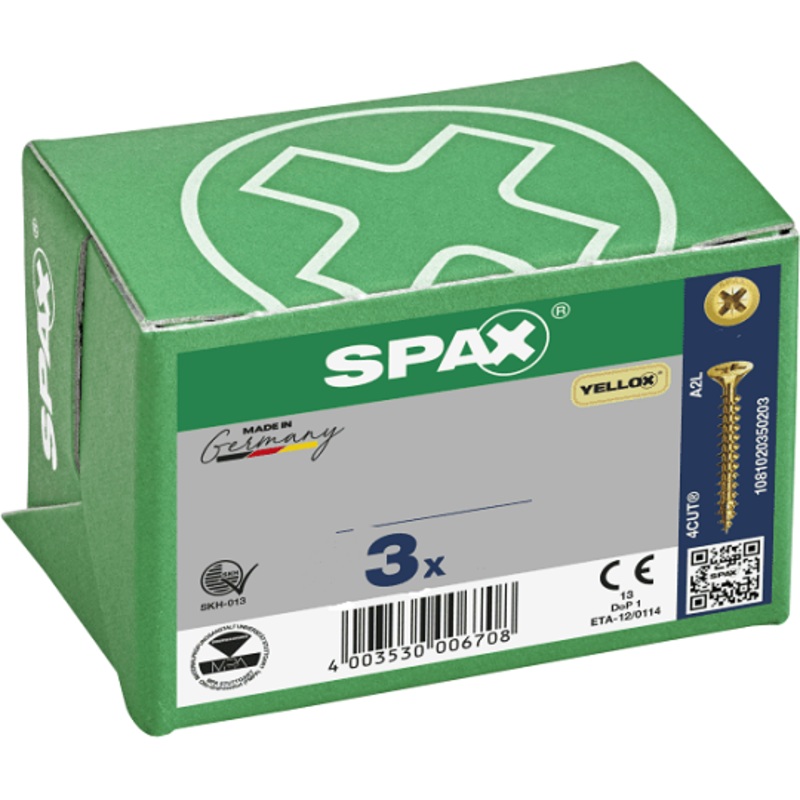 SPAX POZI FLAT CSK YELLOX COATED 3.0 X 40MM   PZ1 Default Title