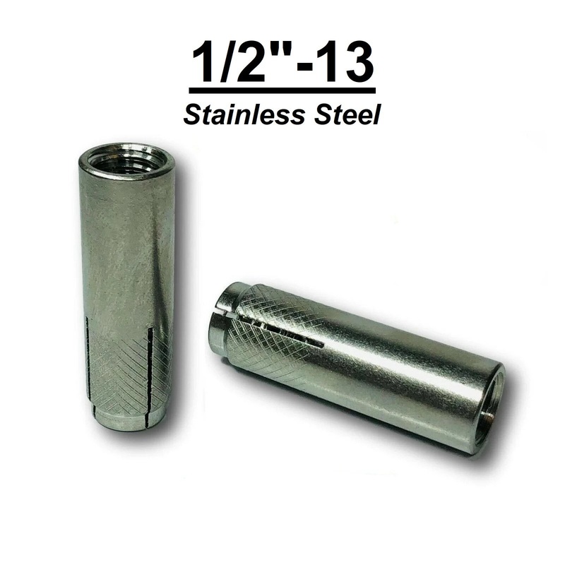 1/2″-13 Drop-In Female Concrete Expansion Anchor Stainless Steel 304 QTY 2