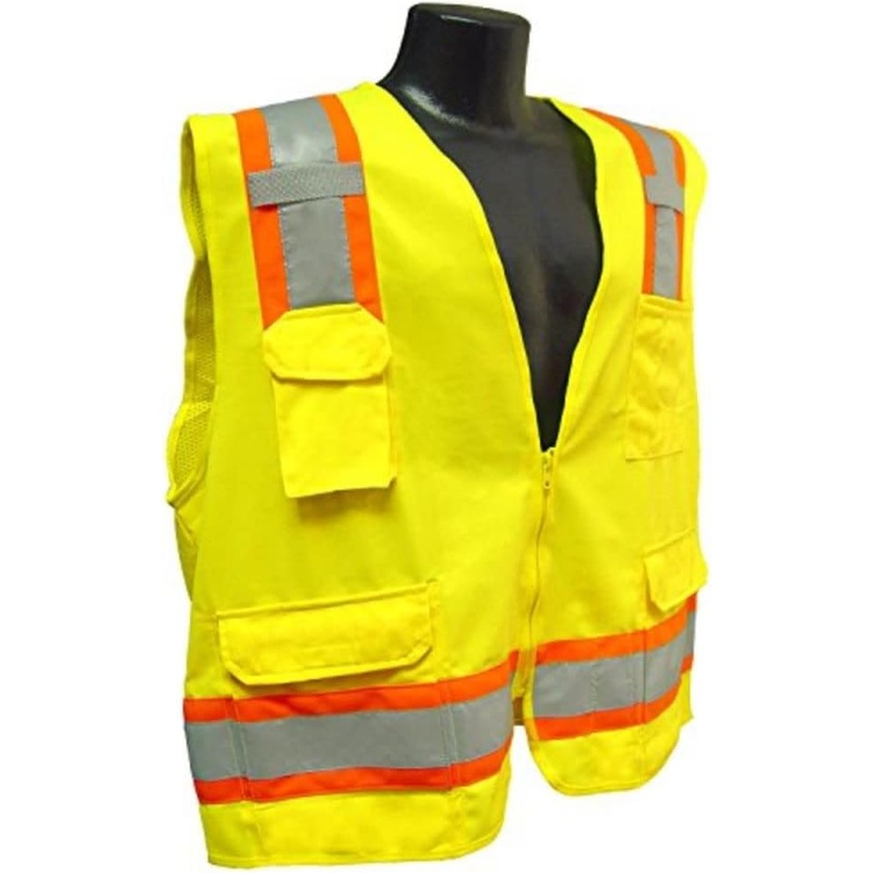 Radians Safety Vest SV6 Two Tone Surveyor Type R Class 2 Solid/Mesh Green Size Large