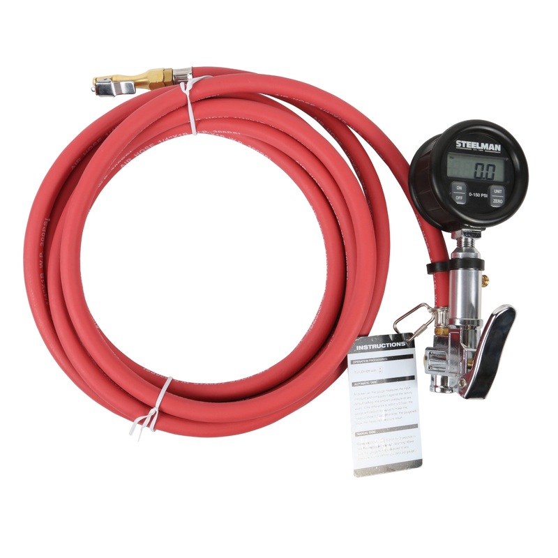 0-150 PSI Digital Gauge Inflator with 15-Foot Whip Hose