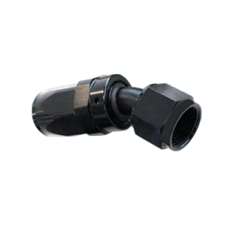 -8AN Female 30 Hose End, Swivel Style, Black Hard Anodized Aluminum