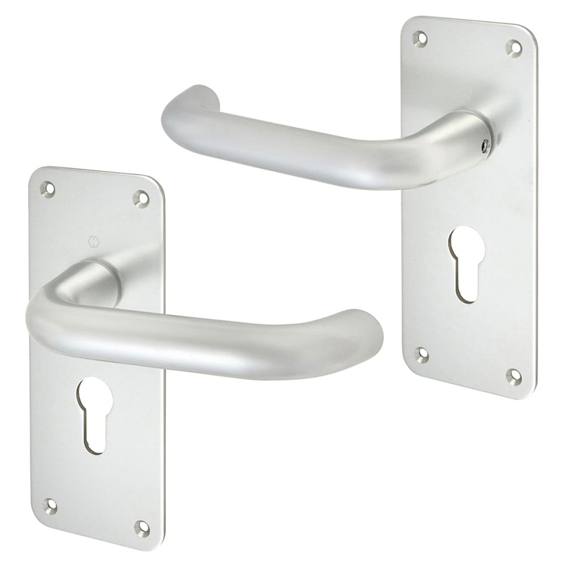 Altro 20mm Return to Door Lock Door Handle – Euro – 160 x 64mm – Satin Aluminium