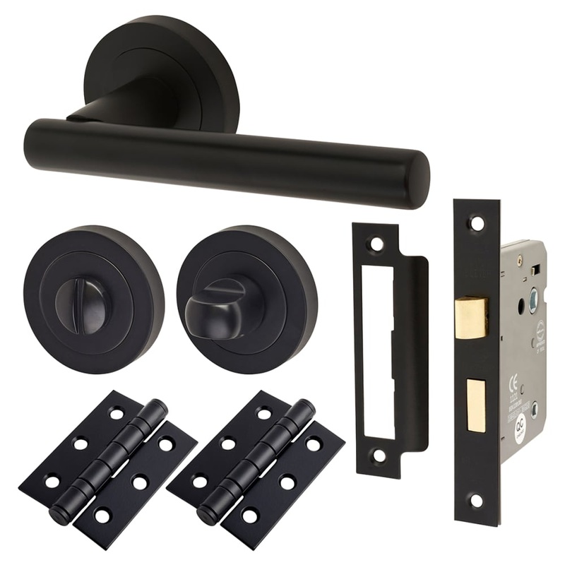 Altro Ella Bathroom Lock Door Handle on Rose Kit – Matt Black