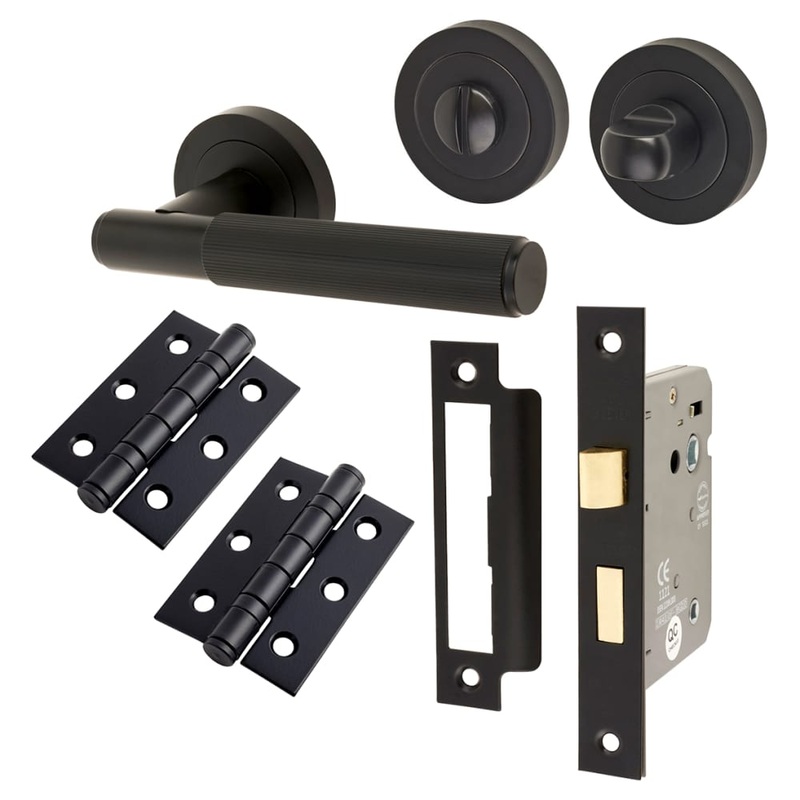 Altro Nova Lines Bathroom Lock Door Handle Kit – Matt Black