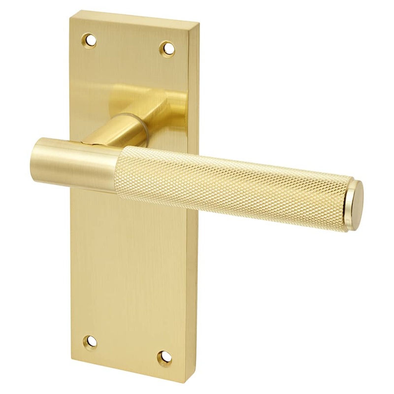 Altro Remi Knurled Latch Door Handle – 155 x 55mm – Satin Brass