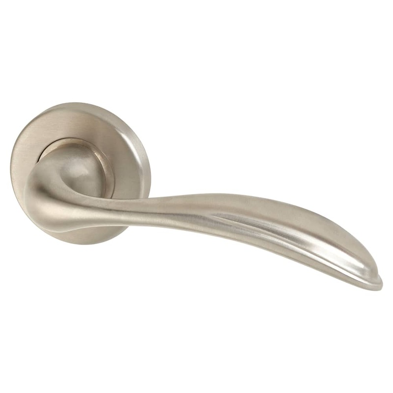 Altro Swept 3 Style Door Handle on Rose – Satin Stainless Steel