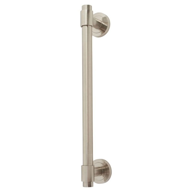 Altro T-Bar Door Pull Handle on Rose – Screw Fix – 300mm Centres – Satin Nickel