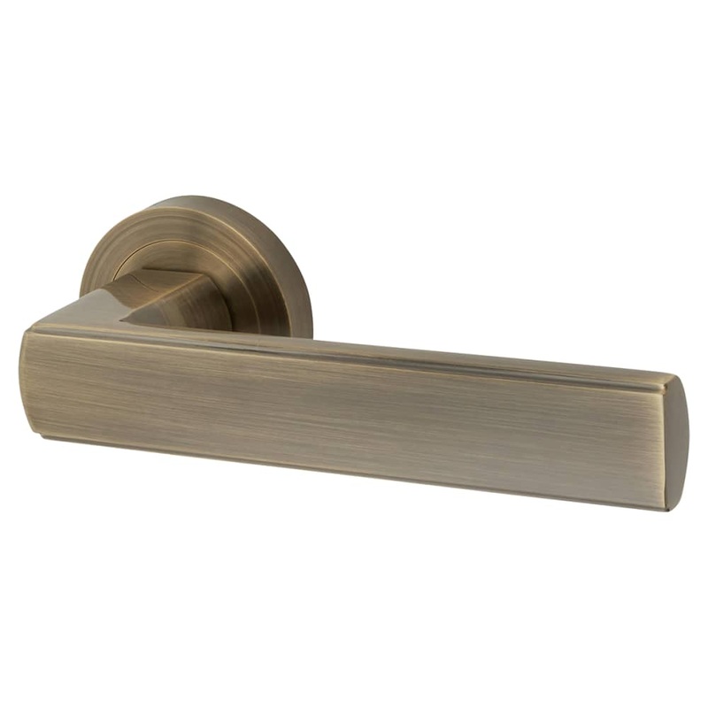 Altro Zara Door Handle on Rose – Antique Brass