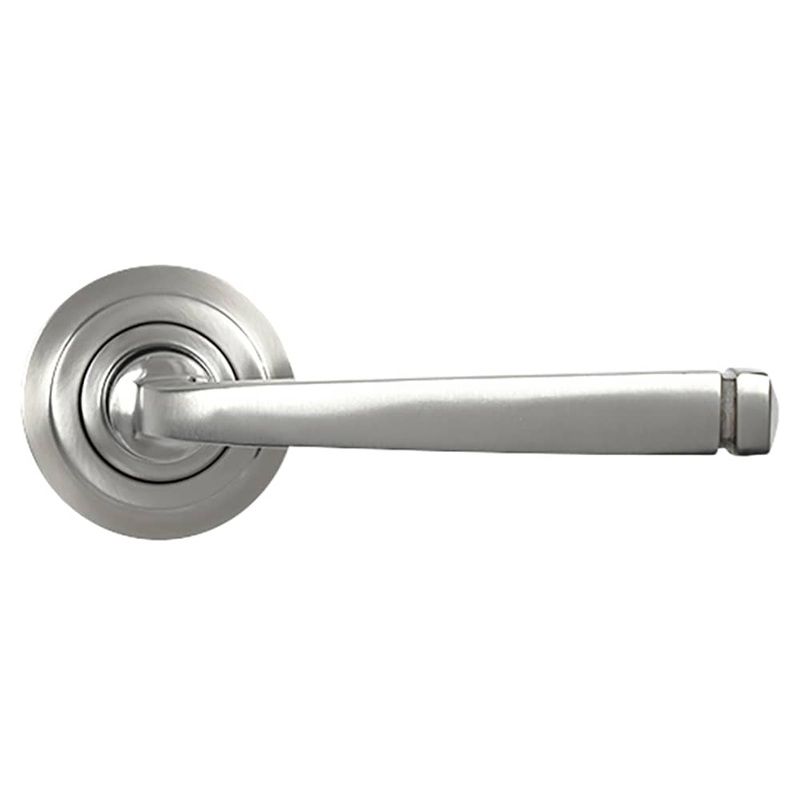 From The Anvil Avon Door Handle on Art Deco Rose – Satin Stainless Steel