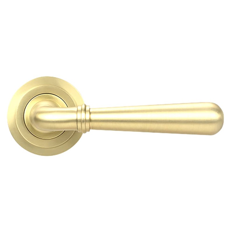 From The Anvil Newbury Door Handle on Art Deco Rose – Satin Brass
