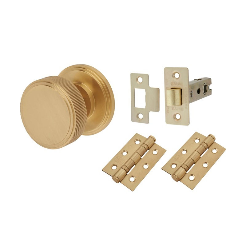 Hampstead Riley Lines Mortice Door Knob Kit  – 62mm Rose Diameter – Satin Brass