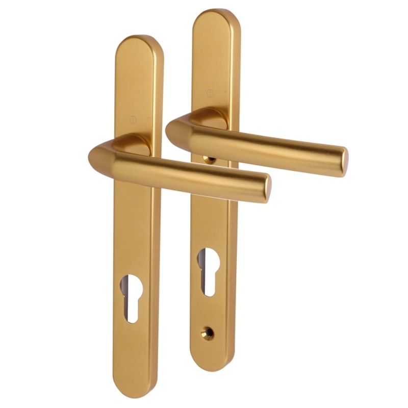 Hoppe Birmingham 1117/3811N uPVC Multipoint Door Handle – Short Plate – 92mm c/c – 70mm door – Gold