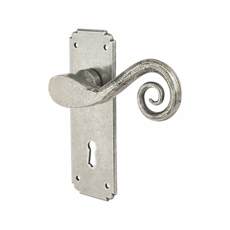 Olde Forge Monkey Tail Lock Door Handle – Keyhole – 152 x 52mm – Pewter