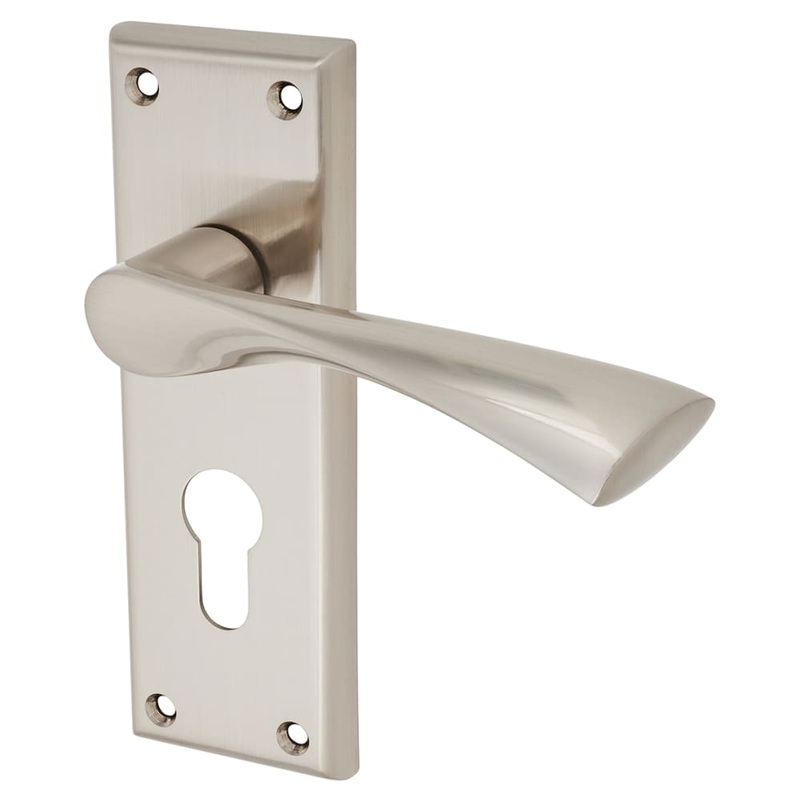 Serozzetta by Carlisle Brass Venti Lock Door Handle – Euro – 150 x 50mm – Satin Nickel