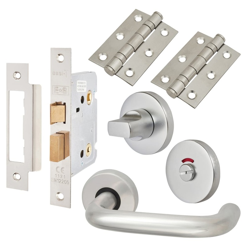 Touchpoint 19mm Return to Door Bathroom Lock Door Handle on Rose Kit – Aluminium