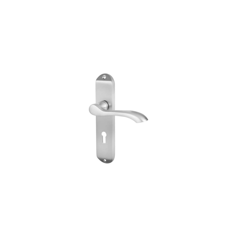 Touchpoint Ancona Lock Door Handle – Keyhole – 180 x 39mm – Satin Chrome