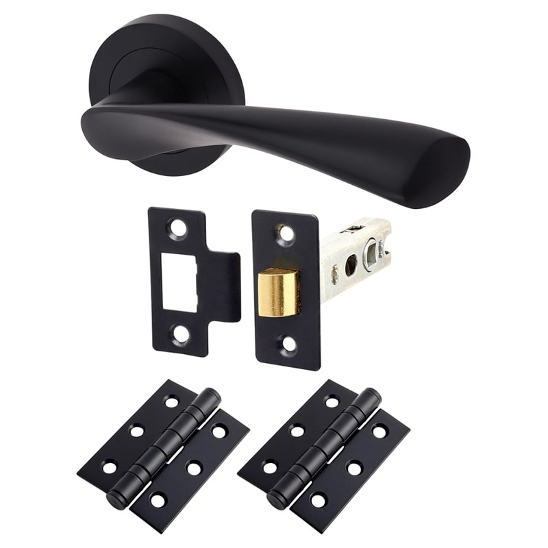Touchpoint Ariel Latch Door Handle on Rose Kit – Matt Black