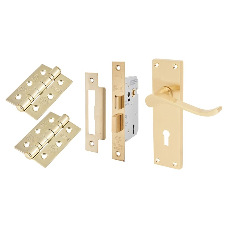 Touchpoint Budget Scroll 3 Lever Sashlock Door Handle Kit – Satin Brass