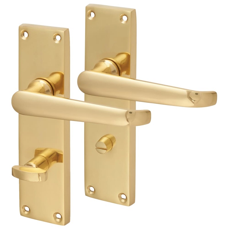 Touchpoint Victorian Straight Bathroom Door Handle – 155 x 42mm – Polished Brass