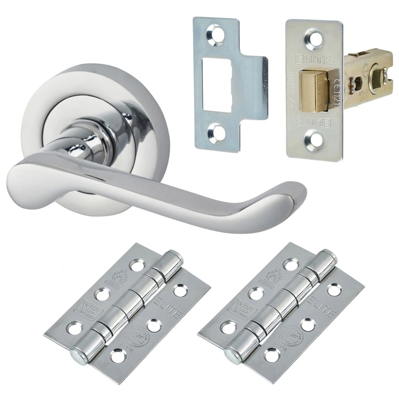 Touchpoint Victorian Summer Latch Door Handle on Rose Kit – Polished Chrome