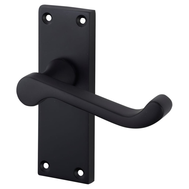 Victorian Scroll Latch Door Handle – 117 x 40mm – Matt Black