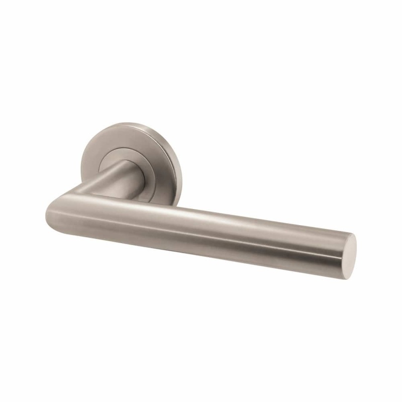 Altro 22mm Mitre Door Handle on Rose – Satin Stainless Steel