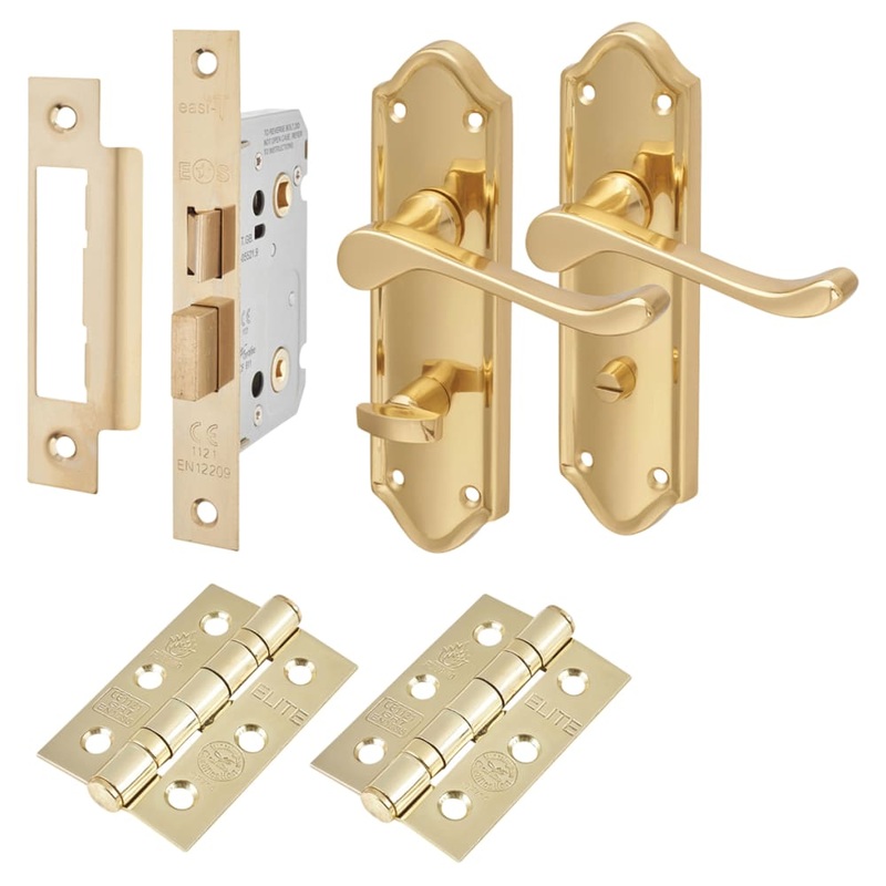 Altro Ashmead Bathroom Lock Door Handle Kit – Polished Brass