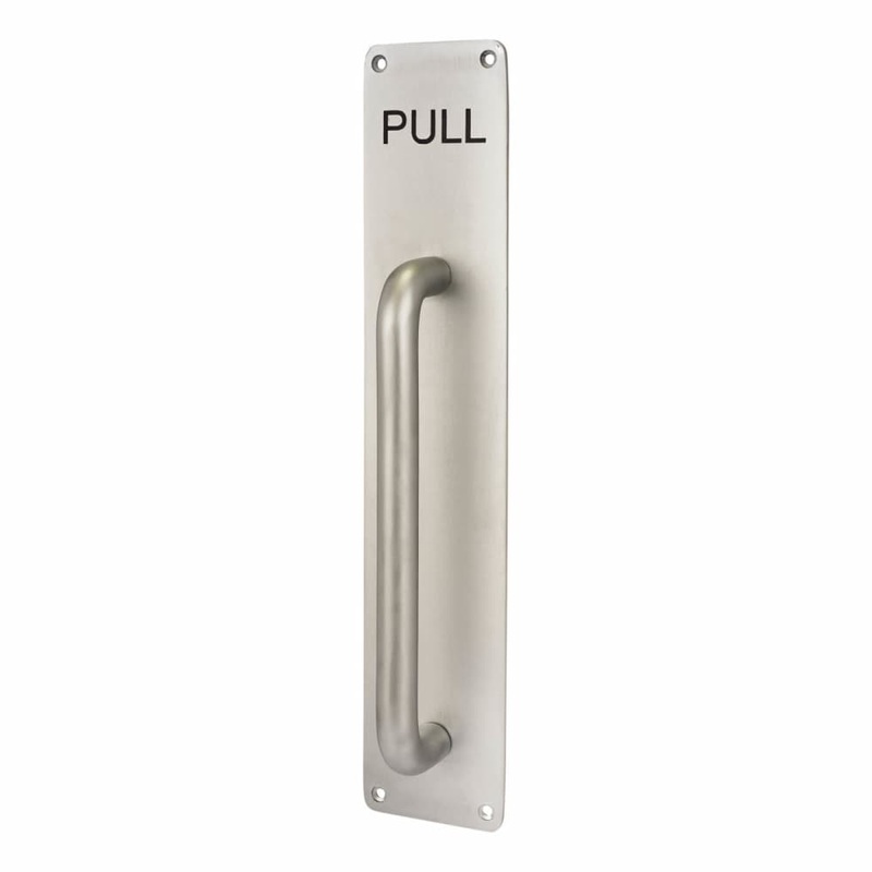 Altro D-Bar Door Pull Handle on Plate – PULL – Screw Fix – 375 x 75 x 3mm – Satin Aluminium