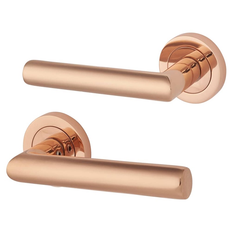 Altro Emily Door Handle on Rose – Polished Copper