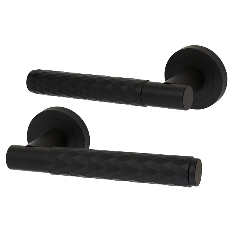 Altro Luna Diamond Door Handle on Rose – Matt Black