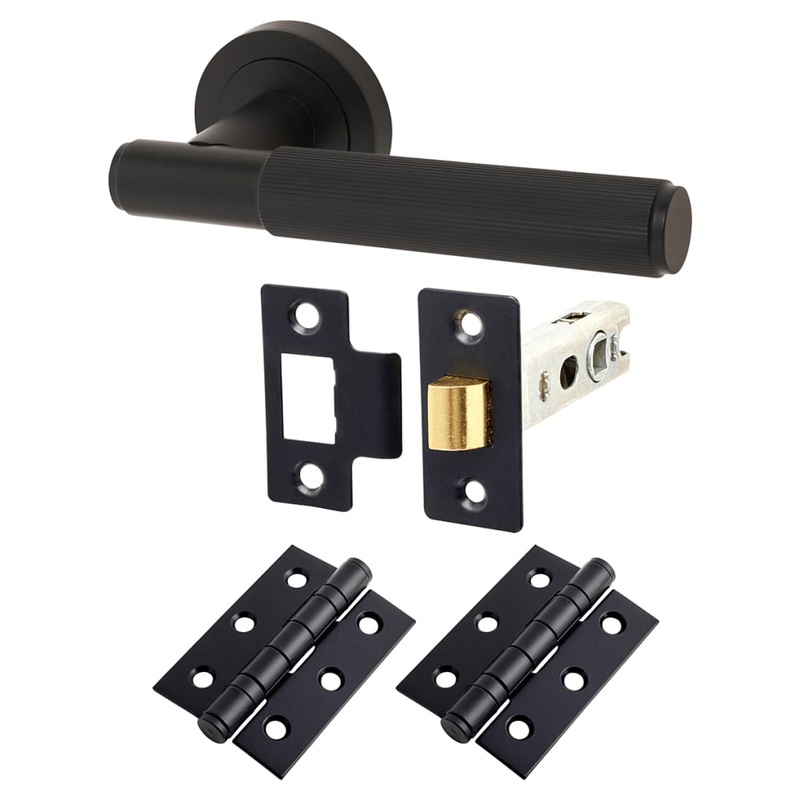 Altro Nova Lines Latch Door Handle on Rose Kit – Matt Black