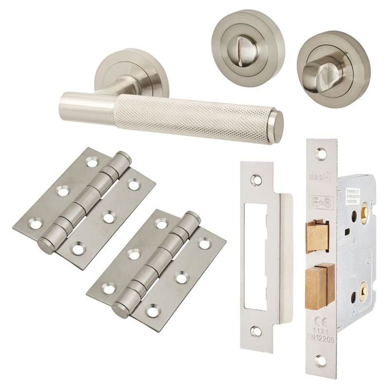 Altro Remi Knurled Bathroom Lock Door Handle Kit – Satin Nickel
