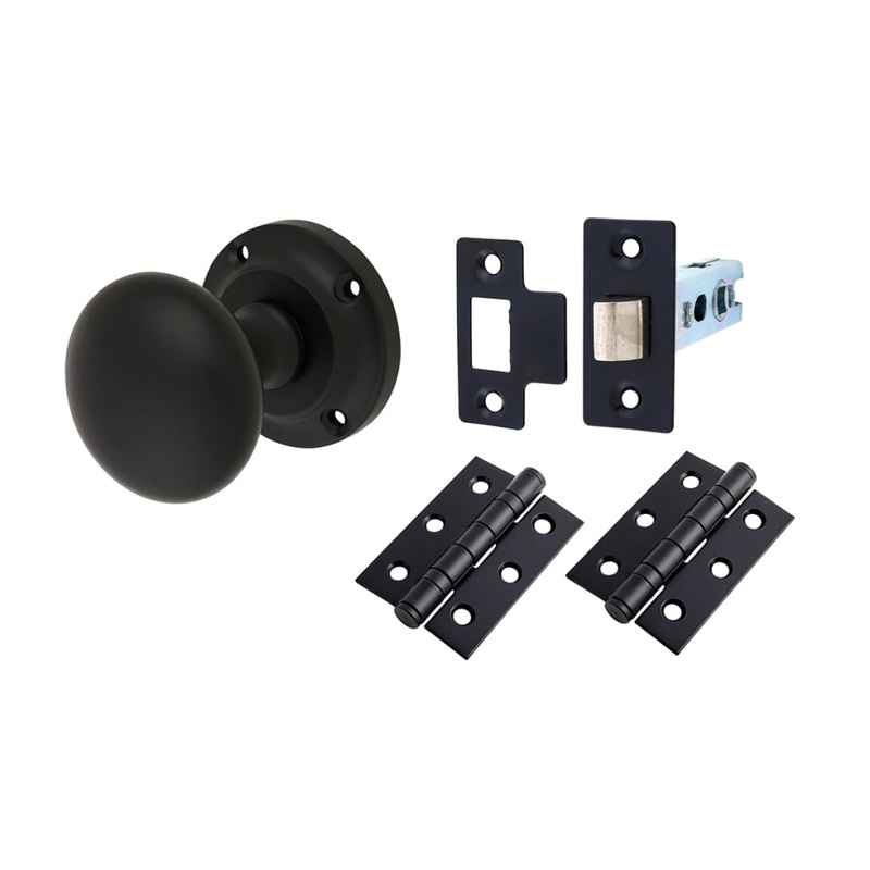 Altro Victorian Mortice Door Knob Kit – 57mm Rose Diameter – Matt Black