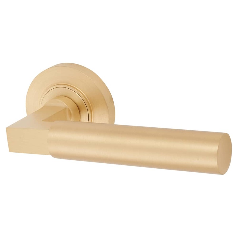 Burlington BUR30 by Frelan Westminster Door Handle on Plain Rose – Satin Brass