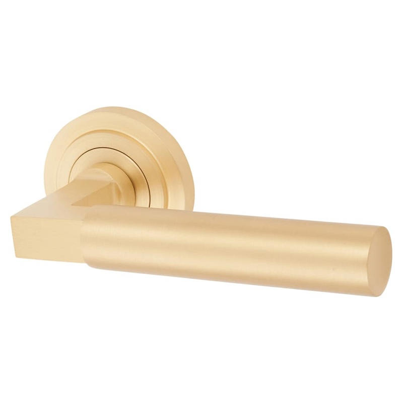 Burlington BUR30 by Frelan Westminster Door Handle on Stepped Rose – Satin Brass