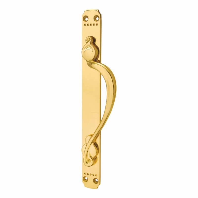 Carlisle Brass Laurin Offset Door Pull Handle on Plate – Screw Fix – 375 x 45mm – RH – Pol Brass