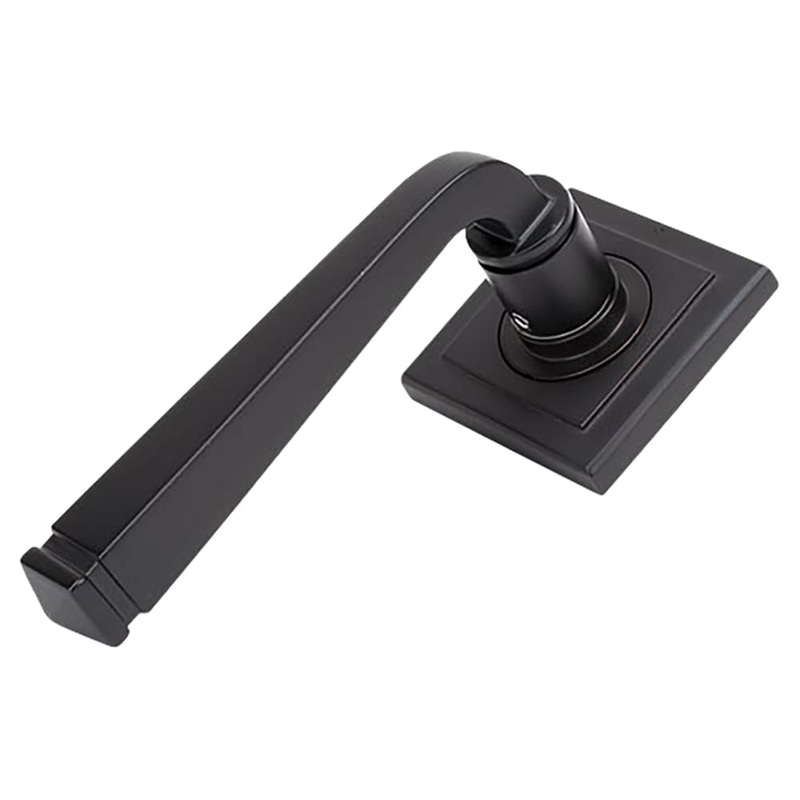 From The Anvil Avon Door Handle on Plain Square Rose – Aged Bronze