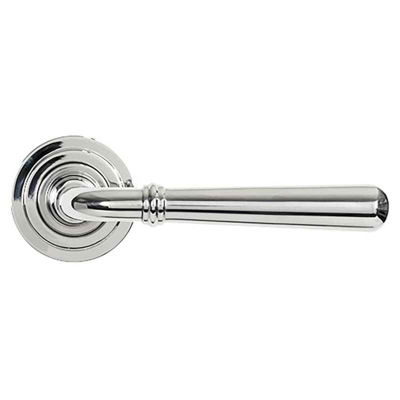 From The Anvil Newbury Door Handle on Art Deco Rose – Polished Stainless Steel