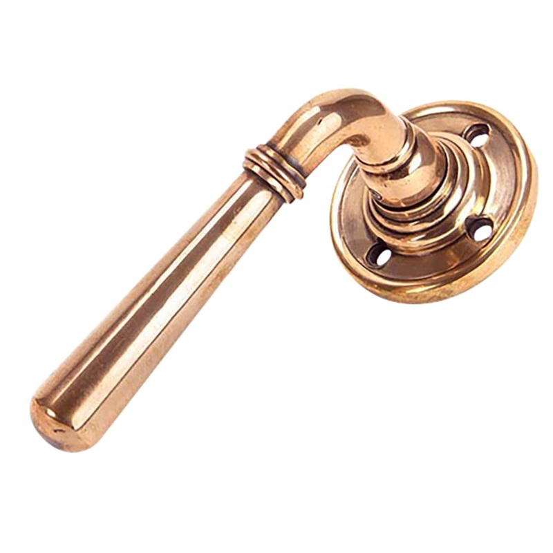 From The Anvil Newbury Door Handle on Rose – Polished Bronze