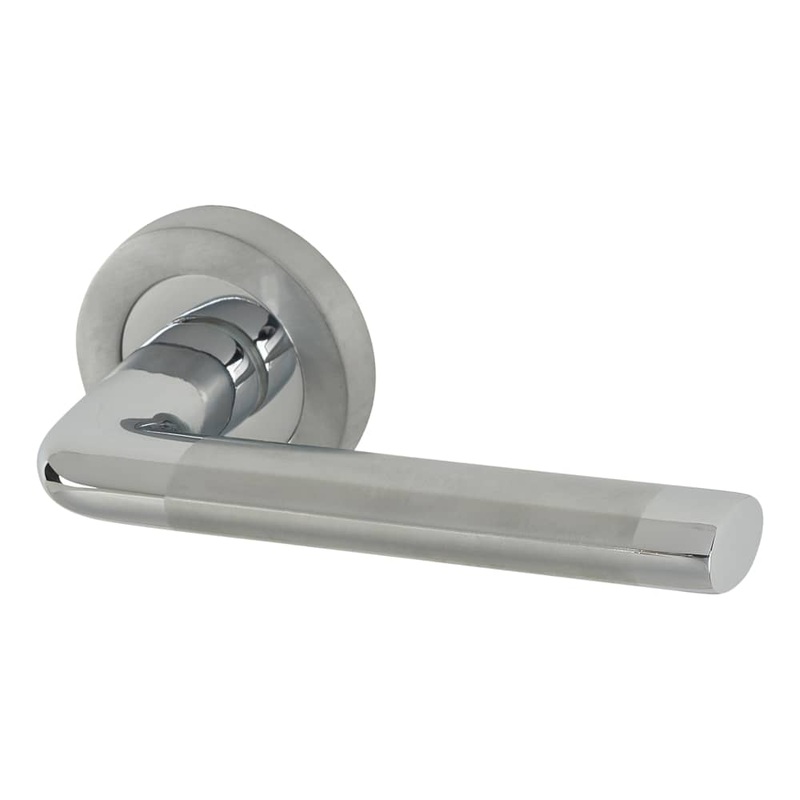 Hampstead Belmonte Door Handle on Rose – Polished/Satin Chrome
