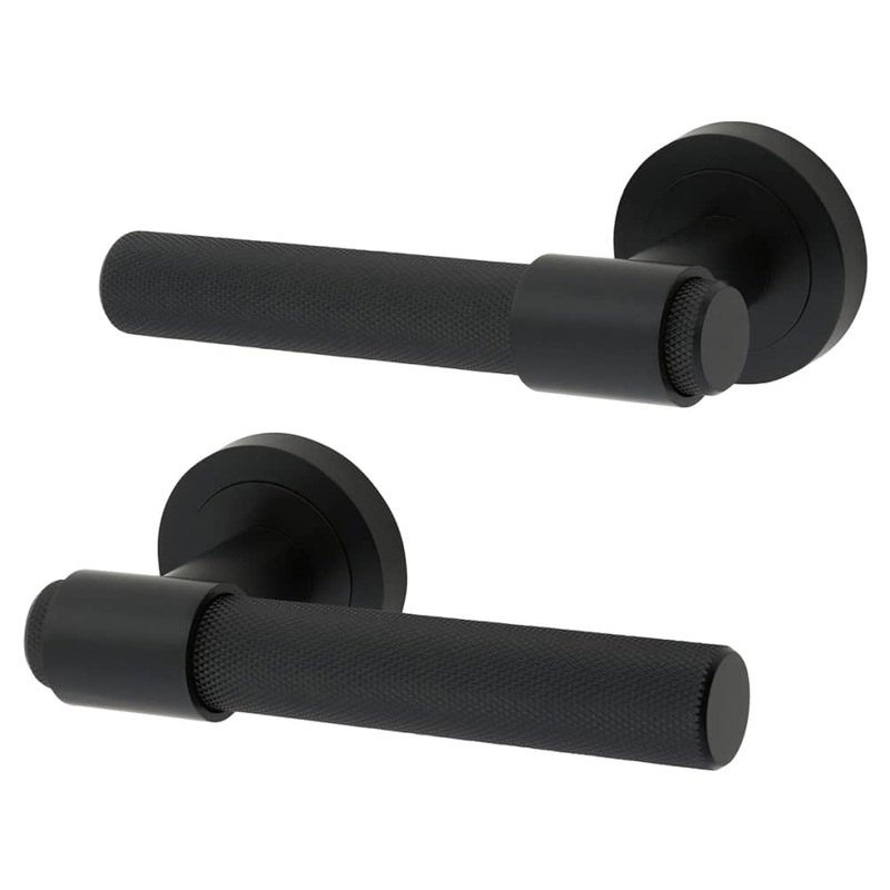 Hampstead Esme Knurled Door Handle on Rose – Matt Black