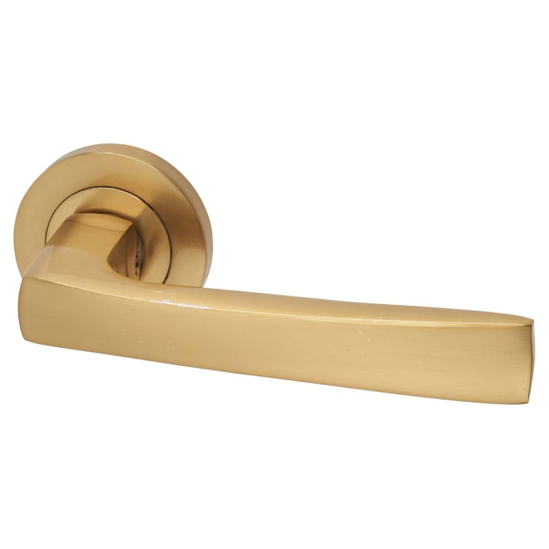 Hampstead Ivy Door Handle on Rose – Satin Brass