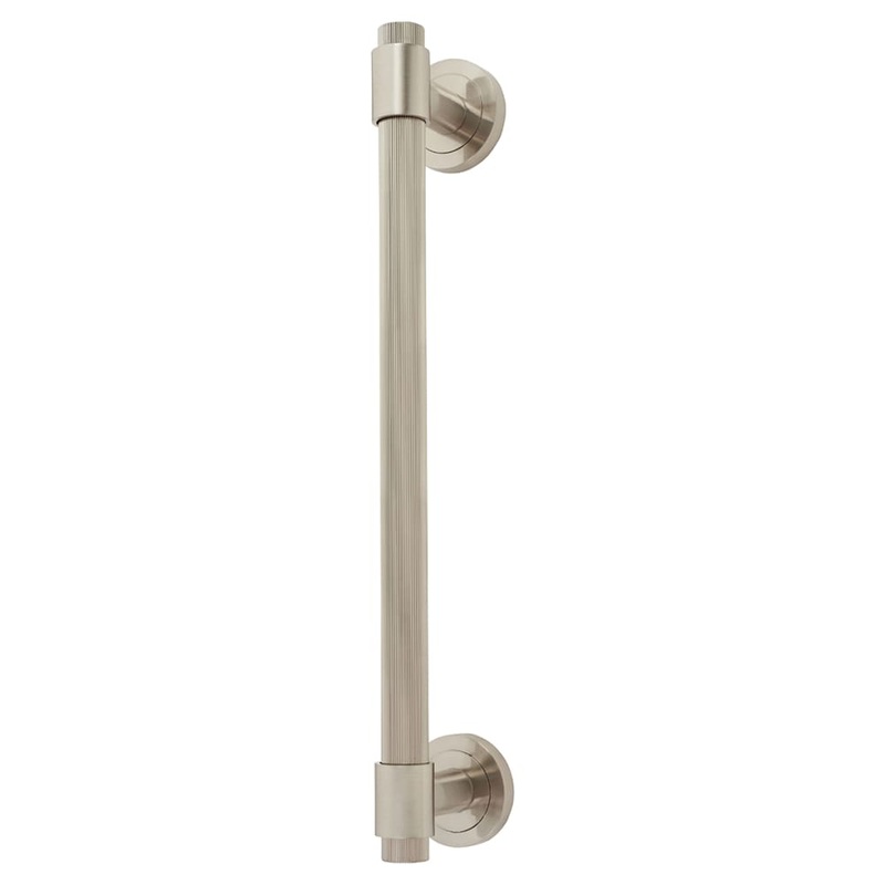 Hampstead Lines T-Bar Door Pull Handle on Rose – Screw Fix – 300mm Centres – Satin Nickel