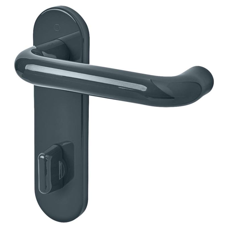 Hoppe Paris AR600/25 Nylon Steel Core Safety Bathroom Door Handle – 78mm c/c – Anthracite Grey