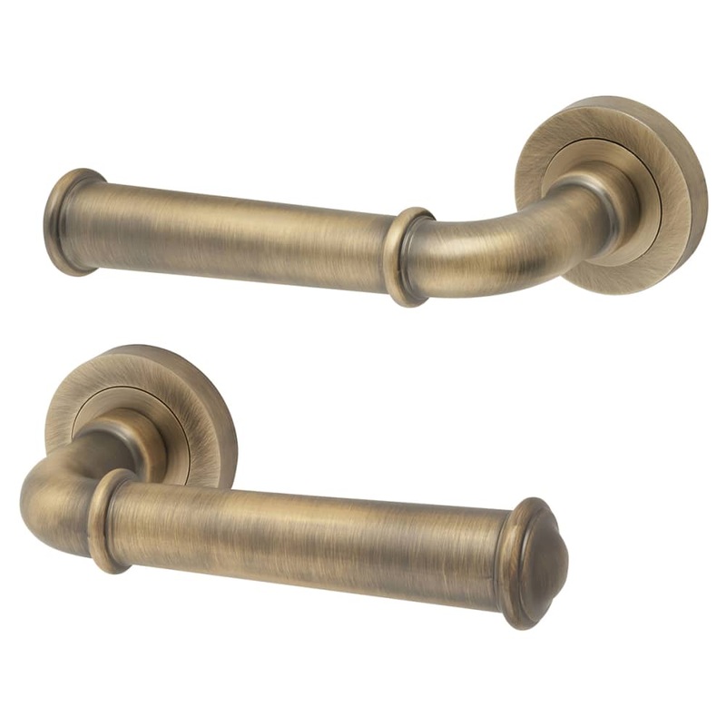 Jedo by Frelan Classic Door Handle on Rose – Antique Brass