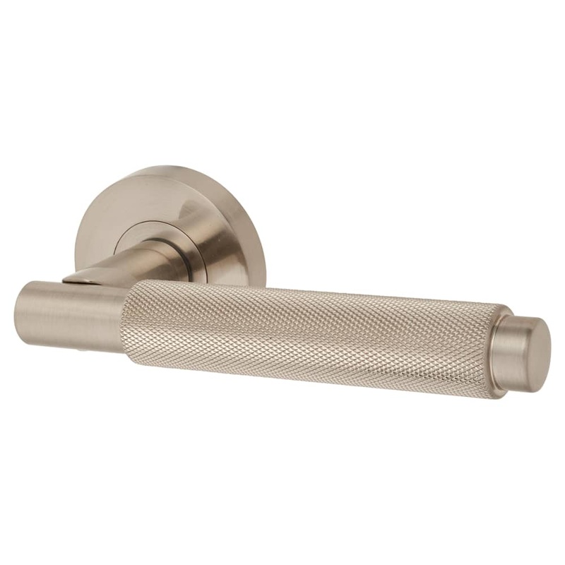 Jigtech Textura Door Handle on Rose – Satin Nickel