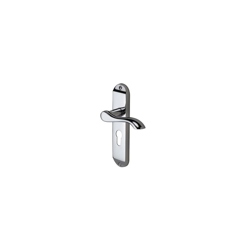 M Marcus Aurora Lock Door Handle – Euro – 183 x 42mm – Polished Chrome