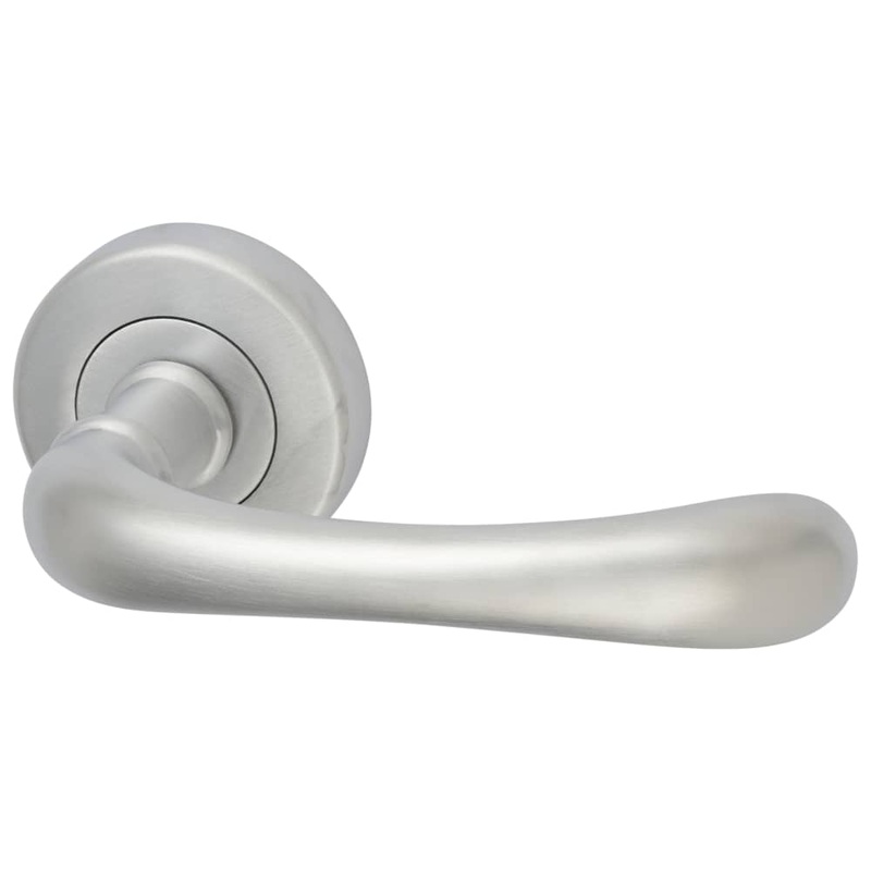M Marcus Donna Door Handle on Rose – Satin Chrome